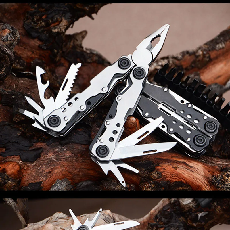 Venta caliente portátil plegable alicates de acero inoxidable destornillador archivo defensa Stinger de herramientas tácticas defensa personal