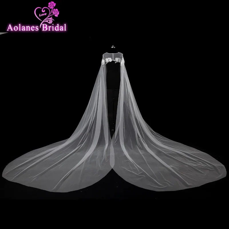 

2017 Elegant Long White Lace Appliques Wedding Jacket Wrap Bolero Mariage Lace Cape Wedding Shawl Bridal Cloak Shrug Accessories