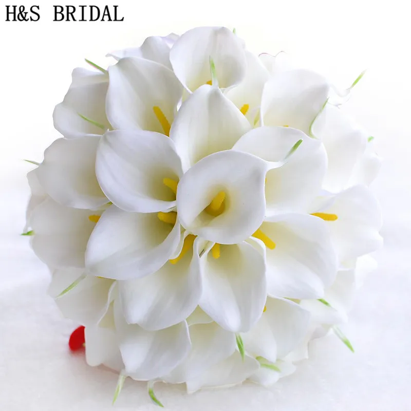 

Beautiful White Yellow Calla Lily Wedding Bouquet Brides Bridesmaid artificial flower buque de noiva bouquet wedding bouquet