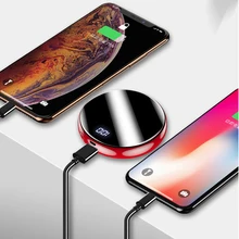 Быстрое зарядное устройство, внешний аккумулятор 20000 мА/ч, круглый зеркальный экран, цифровой дисплей, внешний аккумулятор, высокое качество, портативный мини внешний аккумулятор