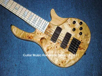 

New Arrival 6 Strings Wooden Electric Bass ONE Piece Neck with Battery Maple Fingerboard