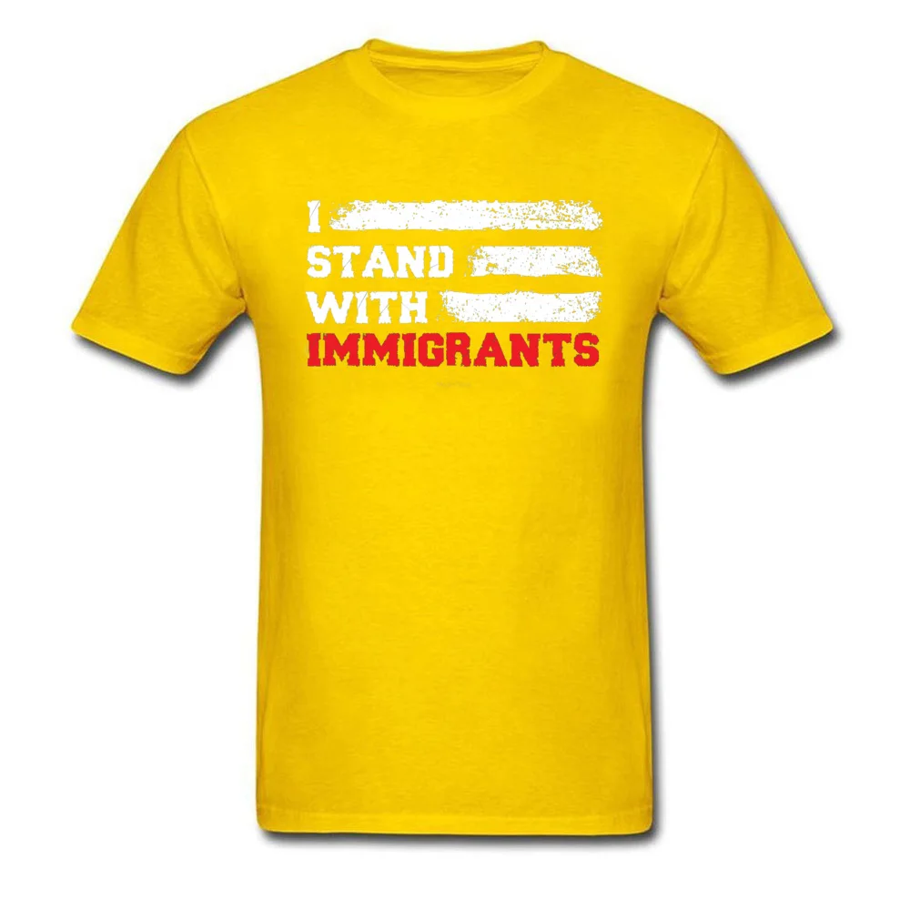 2018 Fashion Man Top T-shirts Party Casual T Shirt Pure Cotton Short Sleeve Casual Tops & Tees O-Neck Free Shipping I stand with immigrants T Shirt USA Flag count yellow