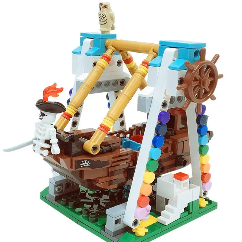 

520Pcs Black Pearl Bricks Toy Swing Building Blocks Sets LegoINGs Mini Granule Insert Pirate Ship Educational Toys for Children