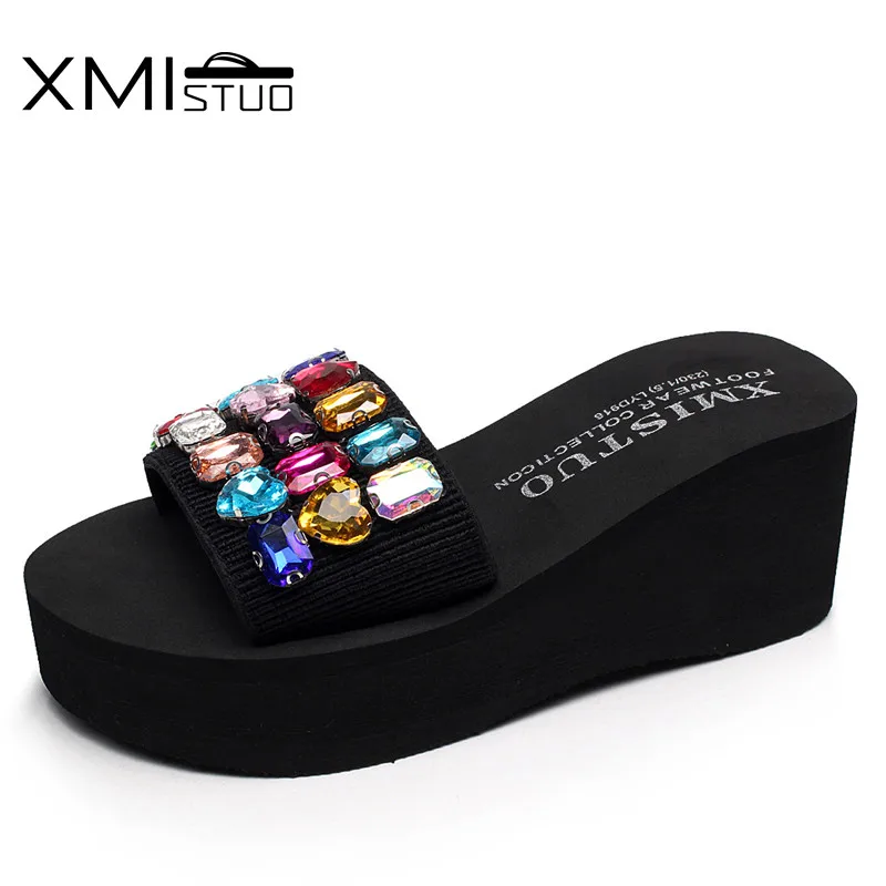 XMISTUO Fashion Women Slipper with Colorful Diamond Female Summer Beach