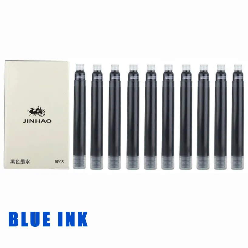 IRAURITA перьевая ручка JINHAO X450 темно-зеленый и золотой 18 KGP 0,7 мм перо с широким основанием полностью металлический синий красный 21 цвет и чернила JINHAO 450 - Цвет: 10 pcs blue ink