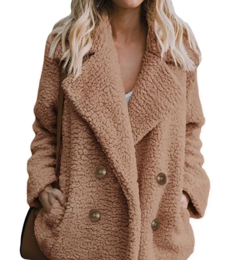 

S-3xl multi-color large size autumn and winter new fashion casual plush short coat wild warm explosion models slim female coat