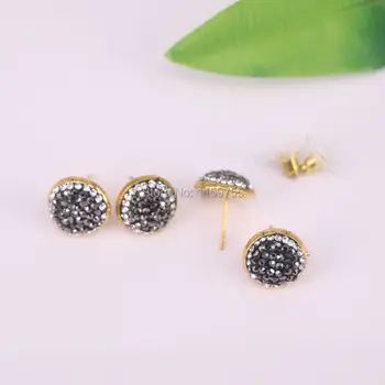

Wholesale 20Pair 14mm Gold Color Round Crystal Rhinestone Paved Stud Earring,Jewelry Findings