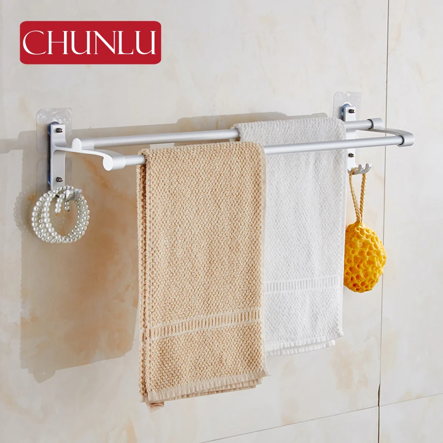 DGYB Suction Cup Towel Bar For Bathroom 17 Inch Set Of 2 Brushed Nic