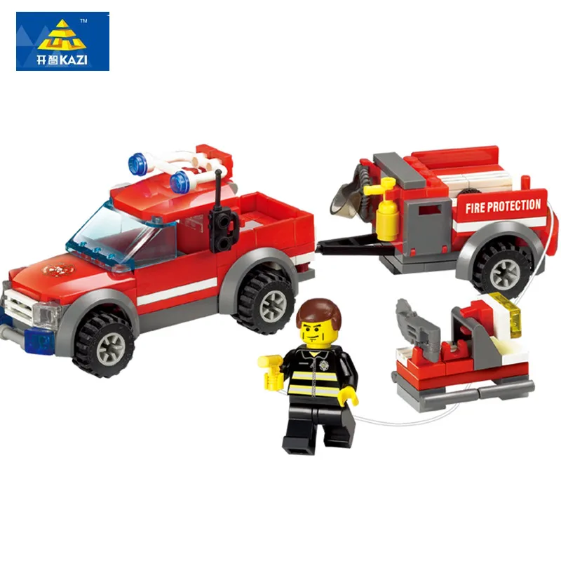 

KAZI 8055 Firefighting Crew Blocks Educational Toys DIY 143pcs Building Blocks Fire Assembled Toy Fire Truck Children Gift
