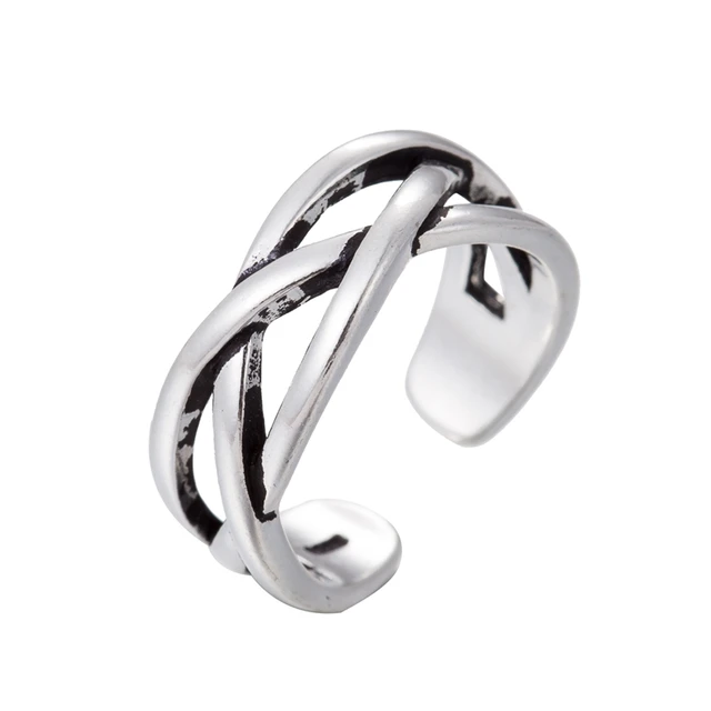 oly2u adjustable black butter crossed engagement ring for female