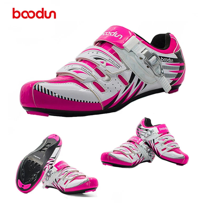 

Boodun Woman Pink Bicycle Anti-slip MTB Riding Shoes Cycling Self-Locking Sneaker Road Racing Breathable Athletic Bike Shoes