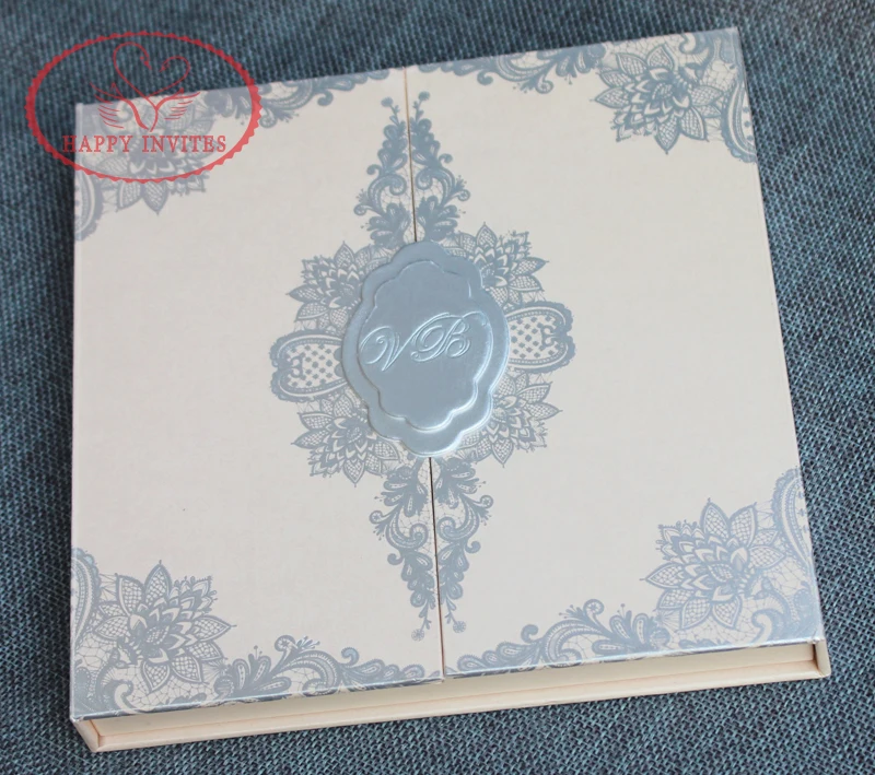 HI1144 - 01 Customized Light Pink Hard Cover Box Wedding Card with Acrylic Invitation Made in China