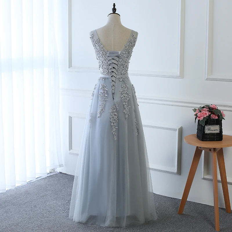 Длинное вечернее платье Robe De Soiree кружевное с бусинами на шнурках для свадебного