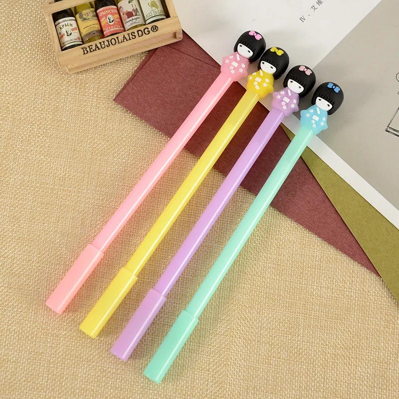 48 Pçs e set Estilo Japonês Presente Pen Papelaria Criativa Bonito Geléia Kimono Menina Neutro Caneta Assinatura Preto Suprimentos Caneta Estudante 4 48 pçs set Estilo Japonês Presente Pen