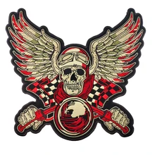 Углы жилет с черепами Вышивка Утюг патч Rider Утюг на задней части куртки DIY заплатка для одежды на заказ Утюг патчи для одежды