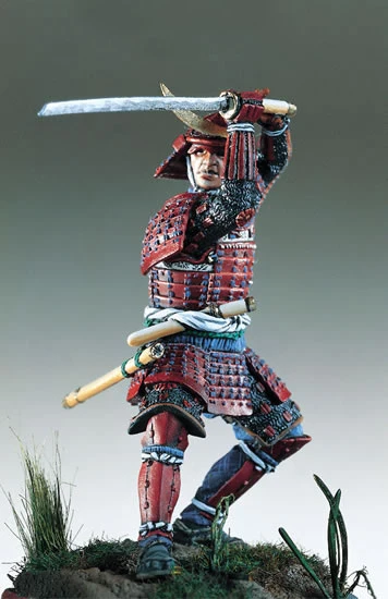 1/32 54mm samouraï guerrier, antique période rouge manteau 54mm jouet résine modèle Miniature Kit non assemblé non peint