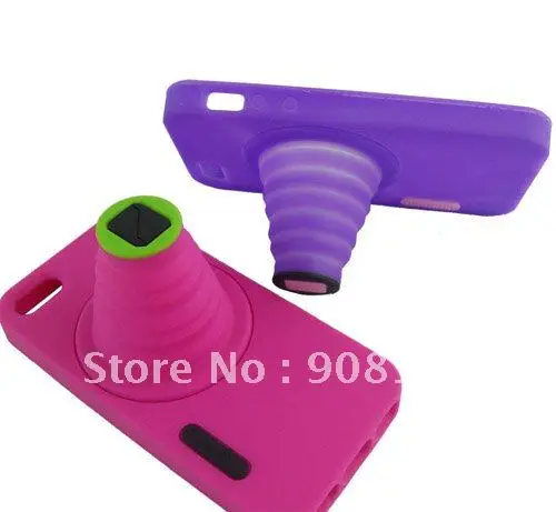 for iPhone 5 5G flexible camera silicon case cover with stand desgin shell |