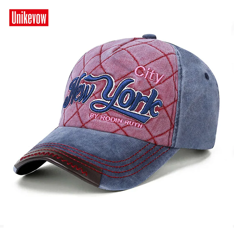 

UNIKEVOW Europe style baseball cap 100% cotton New York emboridery Cap For Men And Women Washed Leisure Hats Hip Hop Hats