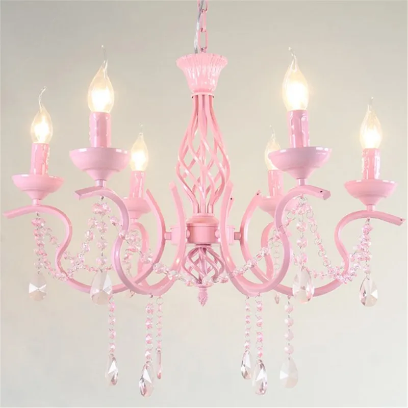 lovely pink metal crystal pendant chandelier
