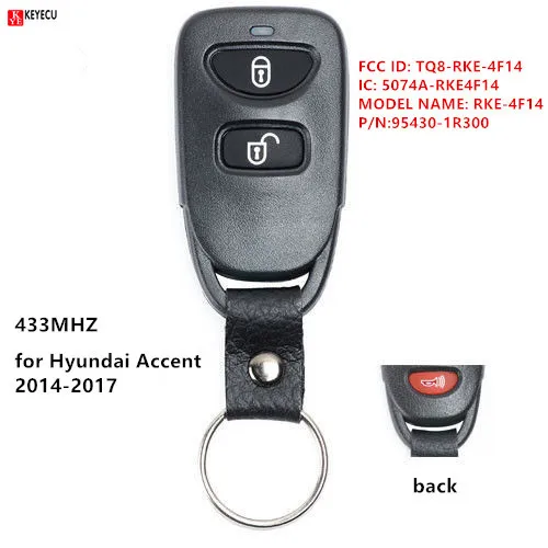 Keyecu Upgraded Keyless Entry Remote Transmitter Fob for Hyundai Accent