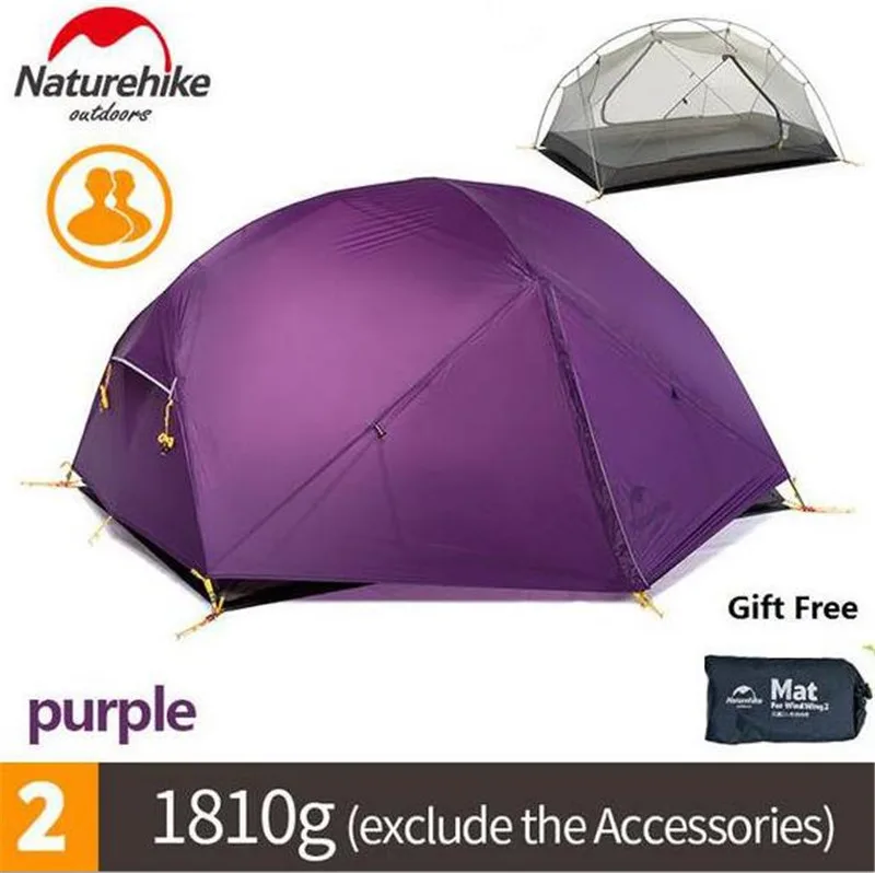 

Naturehike Outdoors Mongar Camping Tent 3 Season 20D Nylon Fabic Ultralight Double Layer Waterproof Tent 2 Person With Free Mat