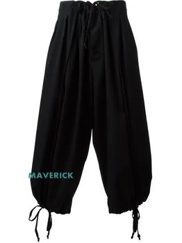 

27-42 ! 2017 tide men's fashion large size low crotch wide leg pants tie with men's and women's with wide leg pants nine pants