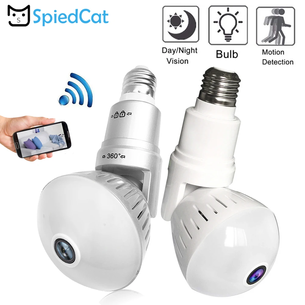 Wi Fi IP HD Беспроводная умная лампа E27 мини камера ночного видения 360 градусов