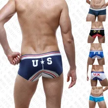 SEOBEAN MEN’S NEW COUNTRY FLAG COTTON UNDERWEAR LOW-RISE BOXERS