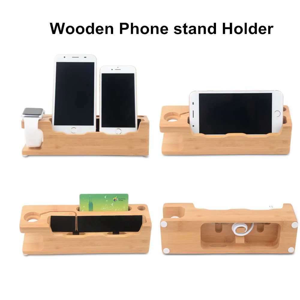 

SZYSGSD Wood Charging Dock Station For i watch Smart Phone Desk Stand Holder Charger For Apple iPhone XS XR 8 7 7 Plus 6 6S Plus