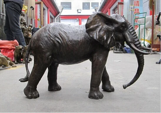 

18"Chinese Art Bronze sculpture African elephant King of forest mammal Statue decoration bronze factory outlets