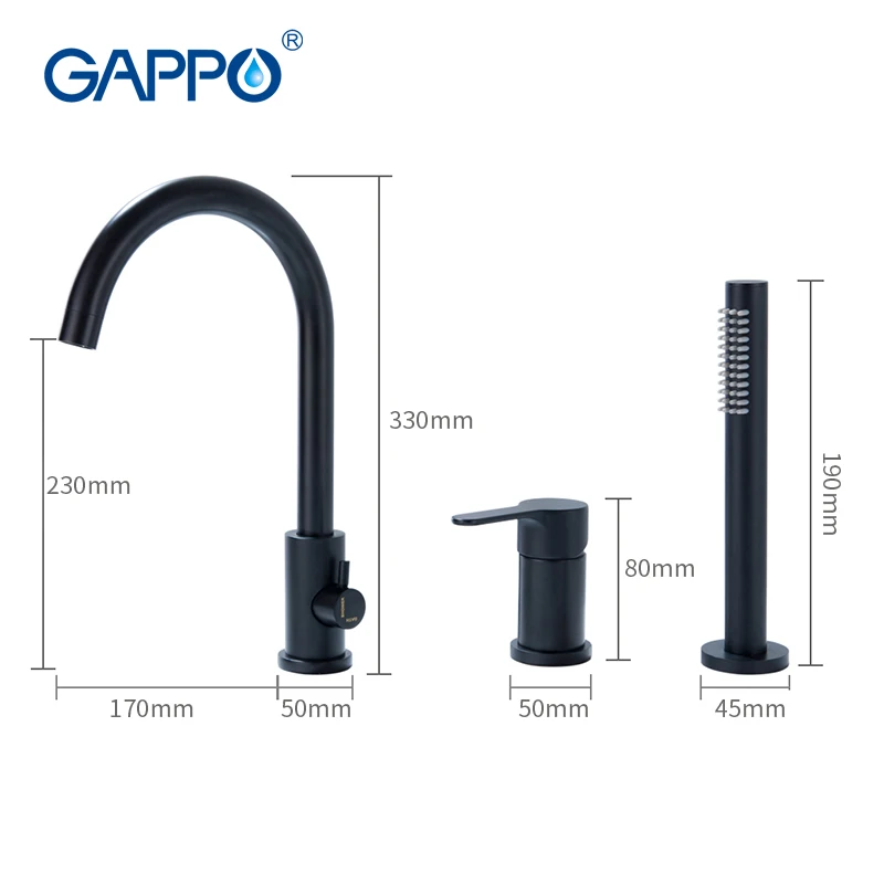 GAPPO bathtub Faucet waterfall bathroom bathroom tap mixer sink faucet rainfall water black mixer Wall Mounted Faucets taps GAPPO bathtub Faucet waterfall bathroom bathroom tap mixer sink faucet rainfall water black mixer Wall Mounted Faucets taps