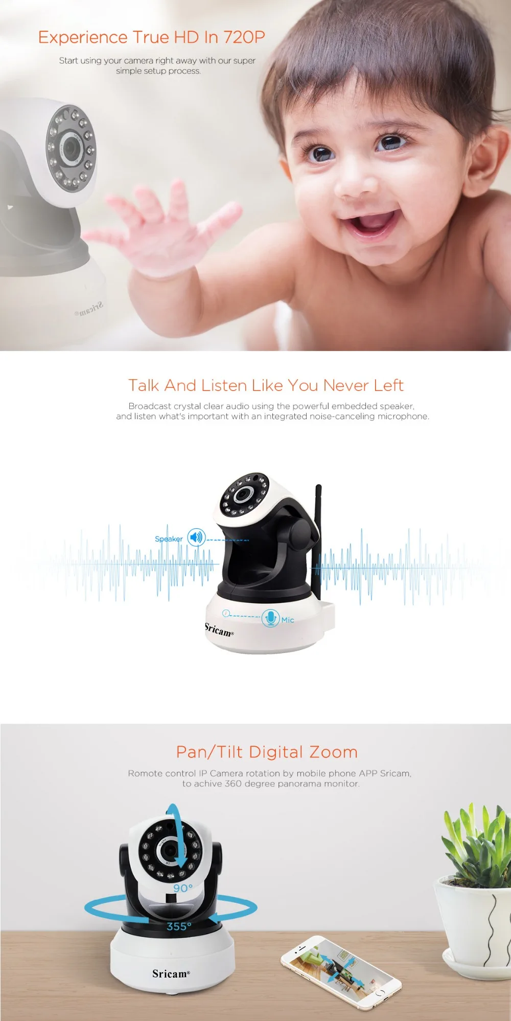 Домашняя ip-камера безопасности Wi-Fi беспроводная сетевая мини-камера наблюдения Wifi 720 P камера ночного видения CCTV детский монитор