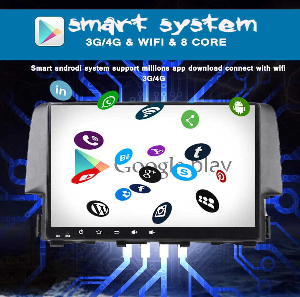Автомобильный DVD плеер с восьмиядерным процессором Android 10 0 для Honda Civic 2016 2017 2019 GPS