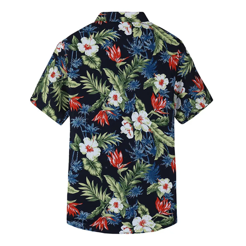 Летняя новая мужская рубашка с коротким рукавом, модная повседневная гавайская рубашка с цветочным принтом, мужская рубашка размера плюс 5XL 6XL 7XL