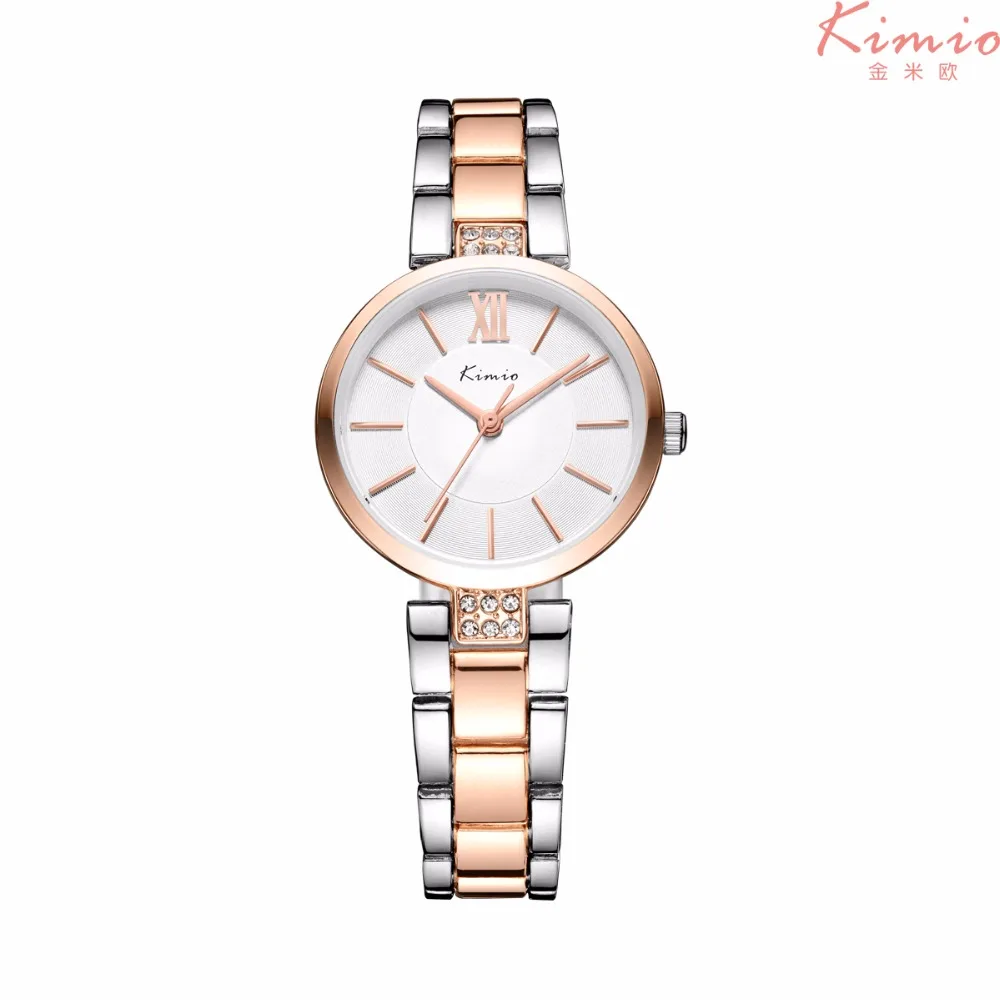

New Kimio Fashion Simple Watches Women Stainless steel Rose Gold Ultra-thin Ladies Quartz Watch Montre Femme Hour Clock Women