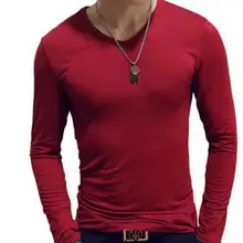 Мужская футболка с длинным рукавом из хлопка на весну и осень, термомайка, мужские футболки с длинным рукавом и круглым вырезом, повседневные мужские футболки