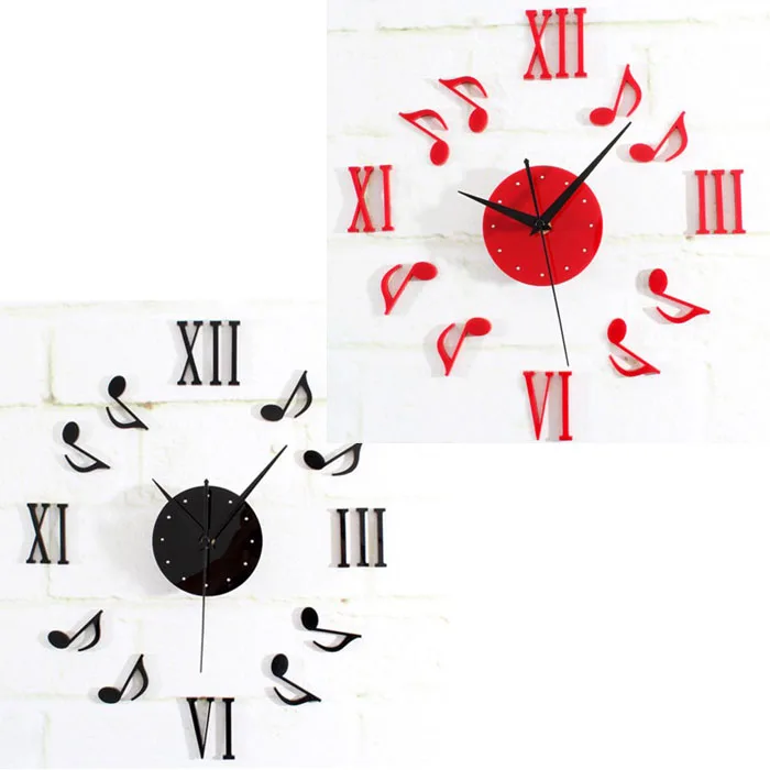 

1PC Acrylic Music wall clock Notation Combination Decoration Stickers Wall DIY 3D Clock Modern European style Simple creative