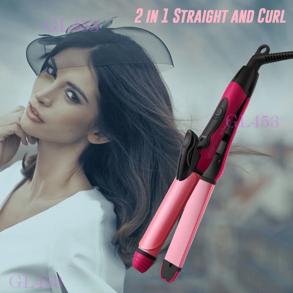 Rizador de pelo 2 en 1, rizador de pelo, plancha plana, conjunto de