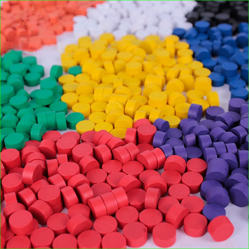 

Child Educational Toy Wooden Dia 10*5MM Board Game Pieces Pawns 8 Colors 80 Pieces