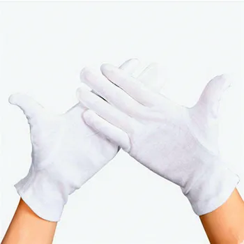 

12 Pairs Elastic Nylon Yarn and Cotton Labor Working Gloves Hand Security Safely Protection Cover White