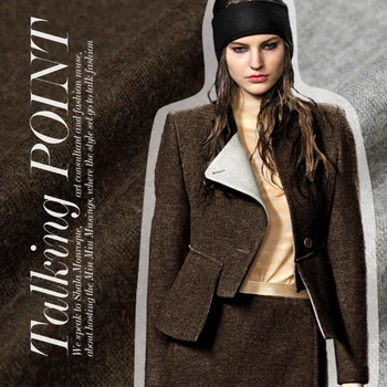 

Double-faced knitted wool cashmere comfortable thermal fabric gray chocolate -530GSM