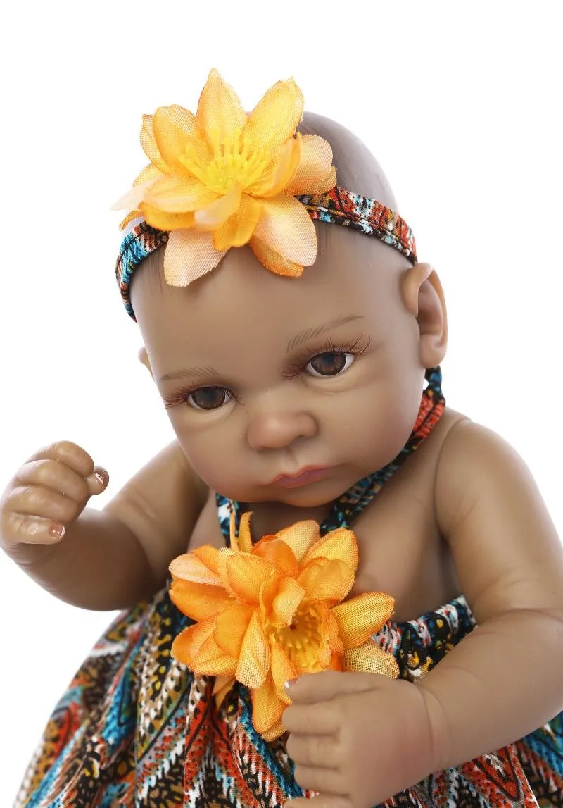 Всего тела силикона Reborn Baby Doll игрушки коллекционные черная кожа этнических Девочка Мальчик новорожденных Baby перед сном Купаться Душ