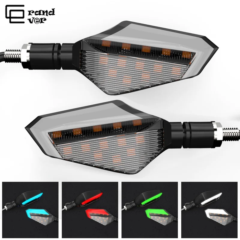 

GrandEver 2PCS LED Motorbike Turn Signal Lights+Daytime Running Lights For Motorbike Accessories brightness Arrowhead Bulb