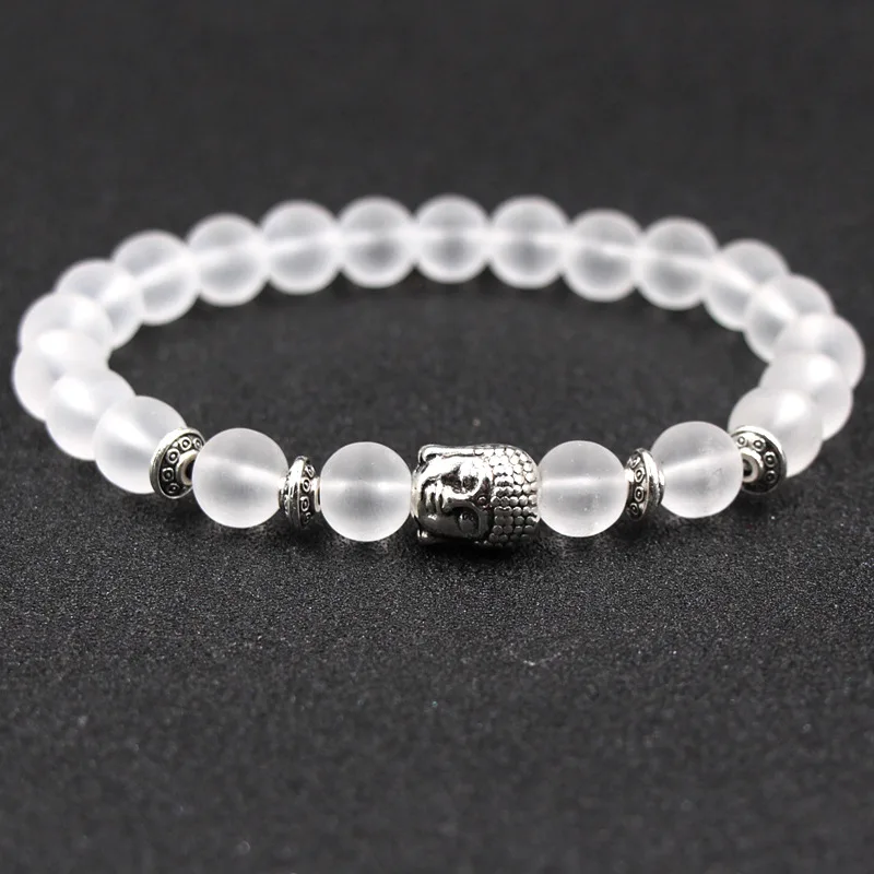 Fashion transparent glass beads small jewelry lucky bracelet ladies men's beaded Buddha head bracelet natural stone girl jewelry - Окраска металла: ZT166-1