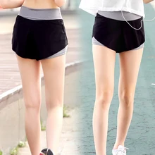 Летние шорты с высокой талией для фитнеса, йоги, для женщин, больших девочек, ложные, из двух частей, дышащие, быстросохнущие, спортивные шорты для тренажерного зала