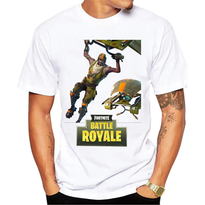 SmartSugar Fashion White Short Sleeve Fortnite T Shirts Men Soft Breathable Modal USA Print 