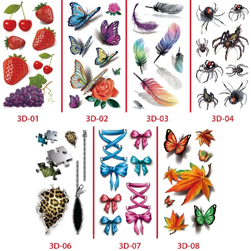 3 шт 3D водонепроницаемый стикер татуировки несколько стилей одноразовые татуировки наклейки поддельные татуировки Искусство тела