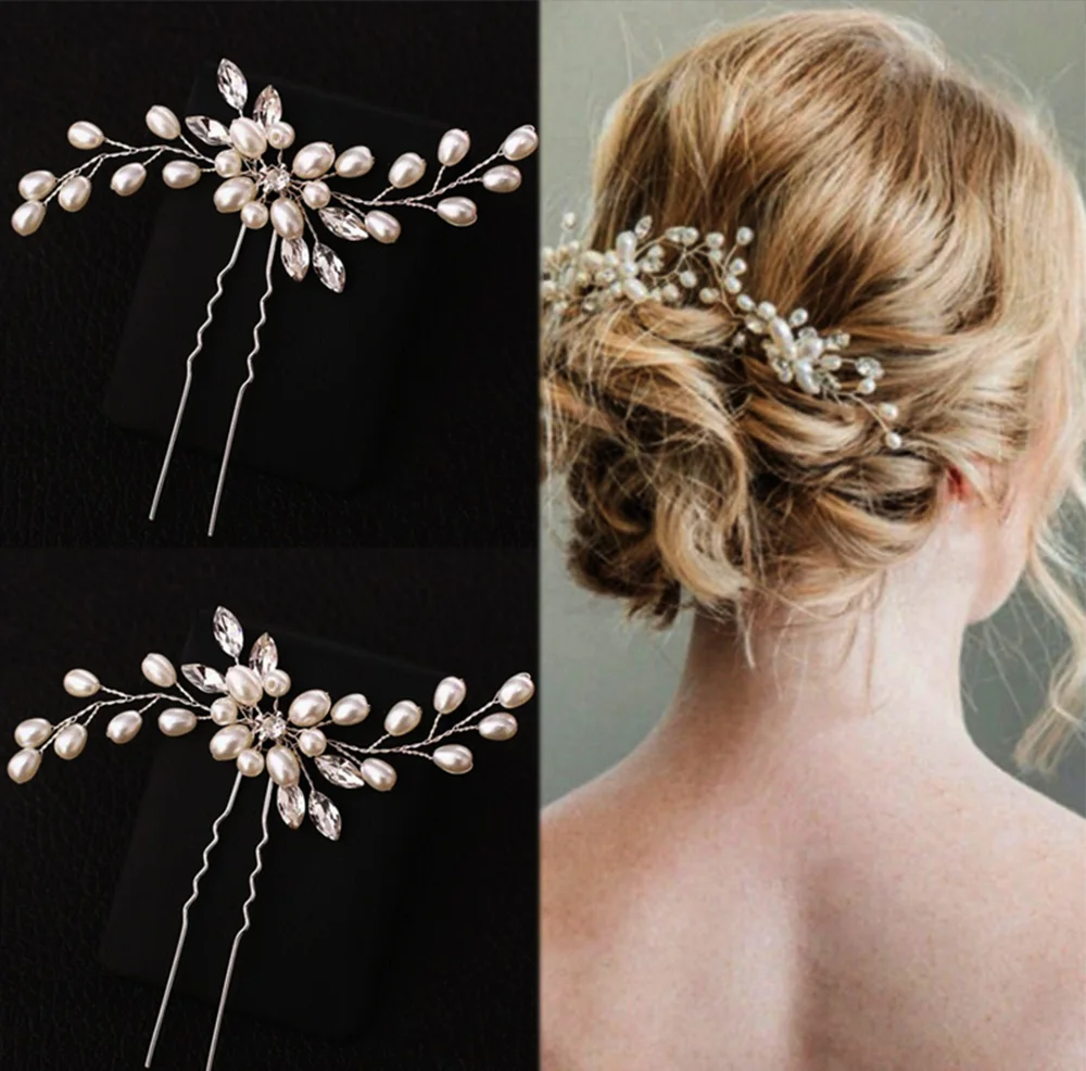 CN аксессуары для волос серебряные Свадебные вуали шпильки с жемчугом для девочек Свадебная вечеринка для женщин невесты кристалл цветок заколки для волос