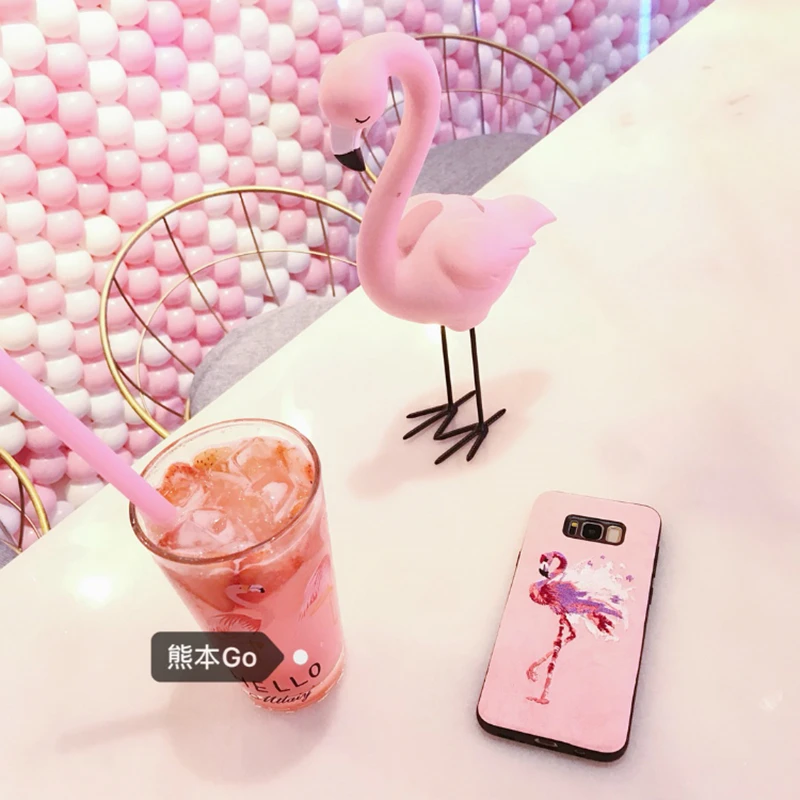 Милый мягкий кожаный чехол с 3D вышивкой фламинго, оленя, оленя для iphone 6 S, 7, 8 plus, X, чехол для samsung Galaxy S8, S9, Note, 8, чехол s