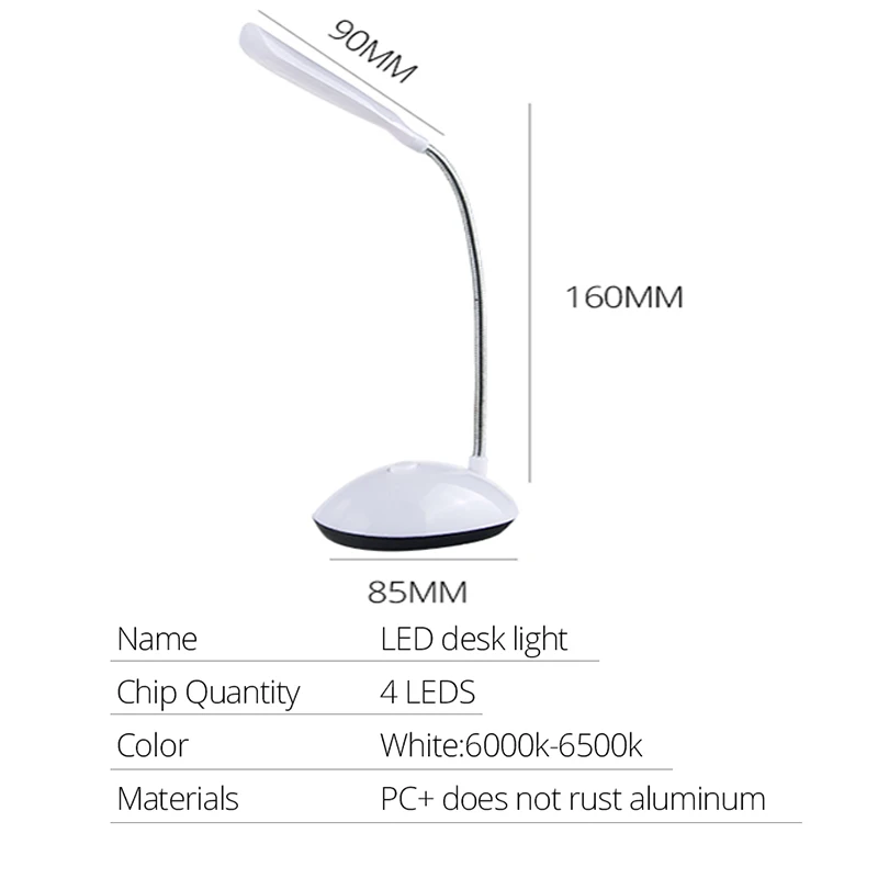 Foxanon светодиодный настольный светильник 3 режима USB Настольная лампа складной аккумулятор светодиодный Настольный светильник перезаряжаемый не щелкающий Настольный светильник для учебы и сна - Цвет корпуса: Small desk lamp